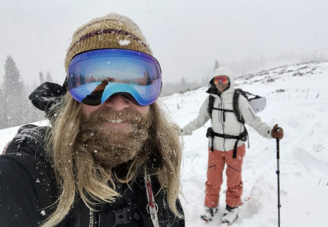 Bass and Madie touring together in falling snow